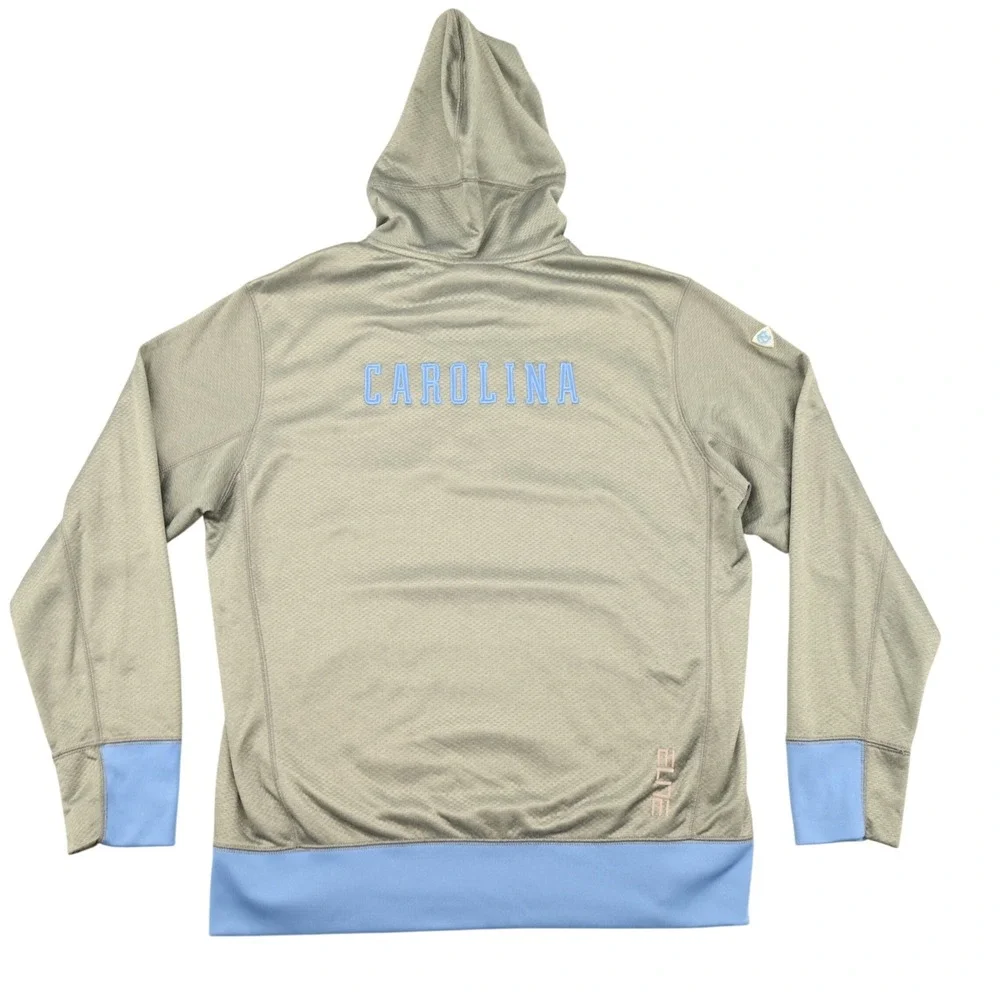 Jordan UNC Tar Heels Elite Dri Fit Hoodie Grey Back Graphic Team Issued Mens L